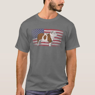 Camiseta Inglês Bulldog Dog 4 De Julho, American Flag Amer