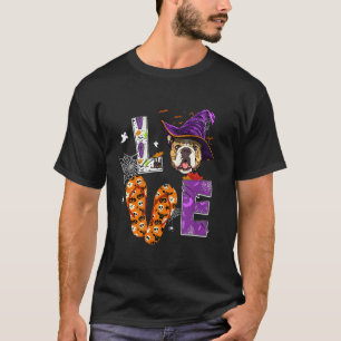 Camiseta Inglês Bulldog Halloween Figurume Bruxa Hat Bulldo