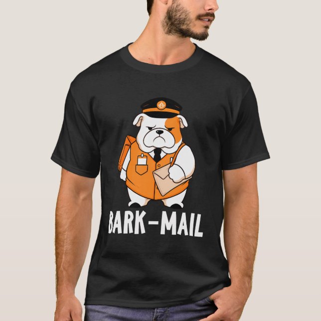 Camiseta Inglês Bulldog Latido Mail Funny Dog Mailman (Frente)