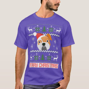 Camiseta Inglês Bulldog Papais noeis de Natal Feia