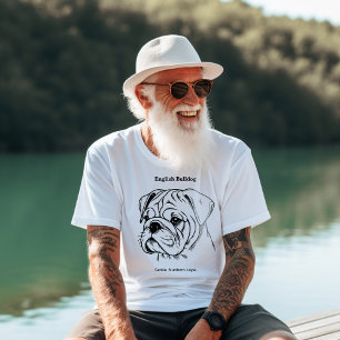 Camiseta Inglês Bulldog Retrato Black Line Ilustração