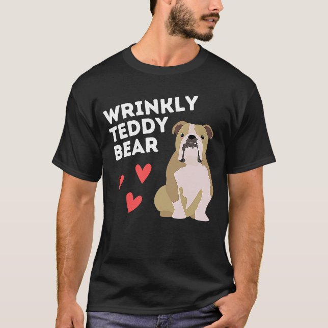 Camiseta Inglês Bulldog Winkly Teddy Bear (Frente)