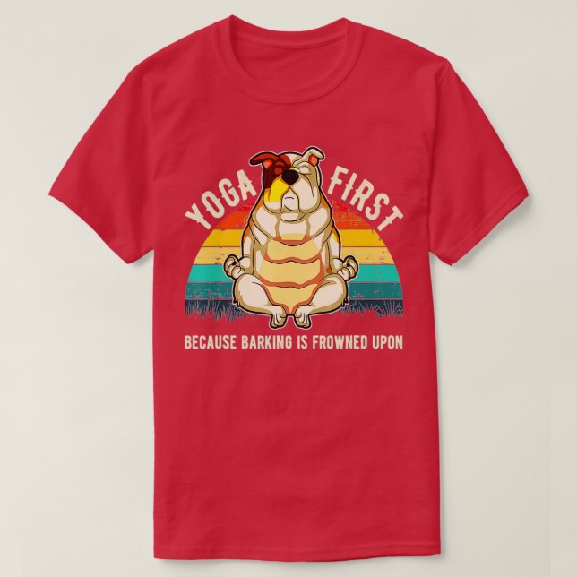 Camiseta Inglês Bulldog Yoga Idea (Frente do Design)