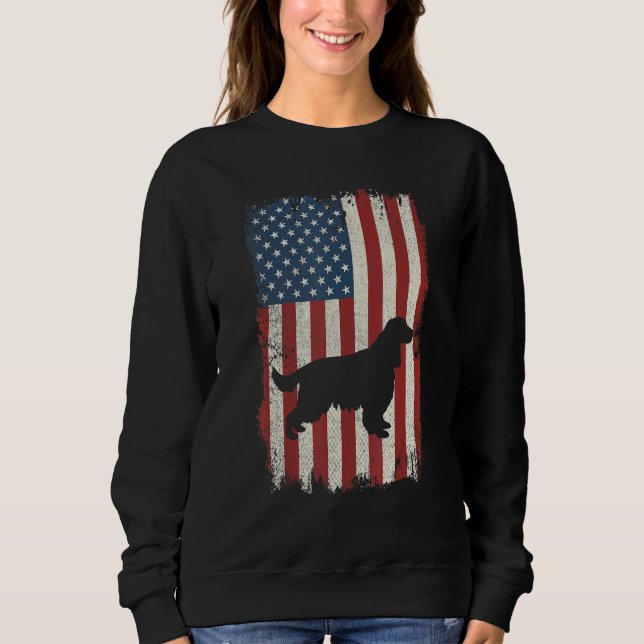 Camiseta Inglês Cocker Spaniel American Flag Usa Dog Pupp (Frente)
