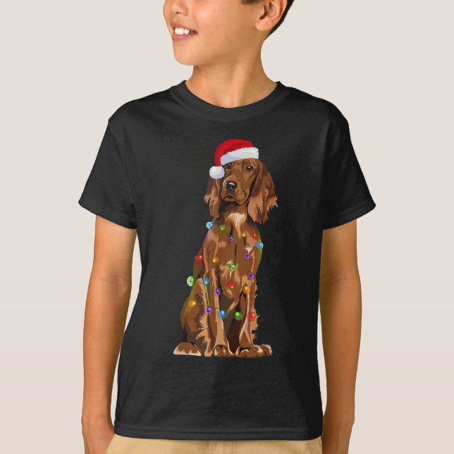 Camiseta Inglês Cocker Spaniel Natal Luz Xmas Cão L (Frente)