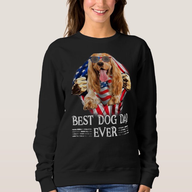 Camiseta Inglês Cocker Spaniel Pai American Flag 4º De Ju (Frente)
