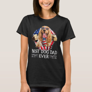 Camiseta Inglês Cocker Spaniel Pai American Flag 4º De Ju