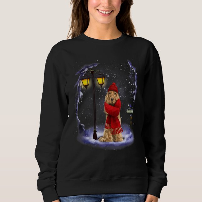 Camiseta Inglês Cocker Spaniel Papais noeis de Natal Winte (Frente)
