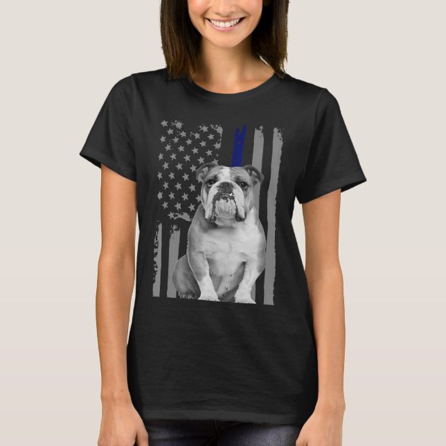 Camiseta INGLÊS - FLAG American Thin Blue Line EUA (Frente)