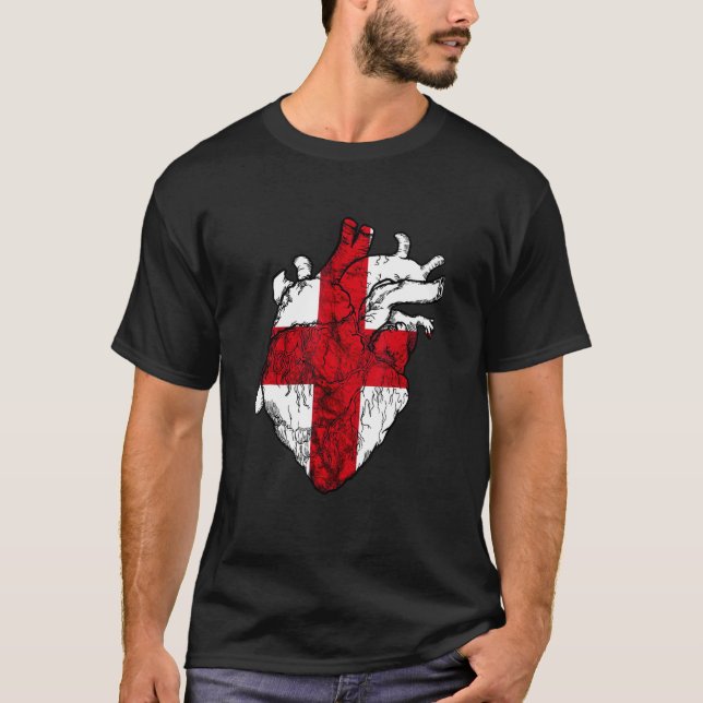 Camiseta Inglês Heart England Flag Rua George's Cross Engli (Frente)