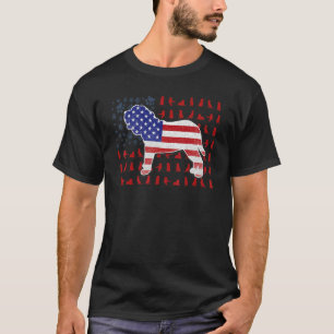 Camiseta Inglês Mastiff American Flag 4 De Julho Para Homen