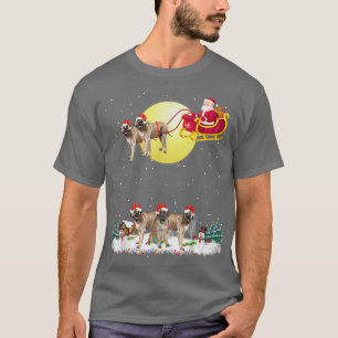 Camiseta Inglês Mastiff Dog Reindet Dog Luzes de Natal