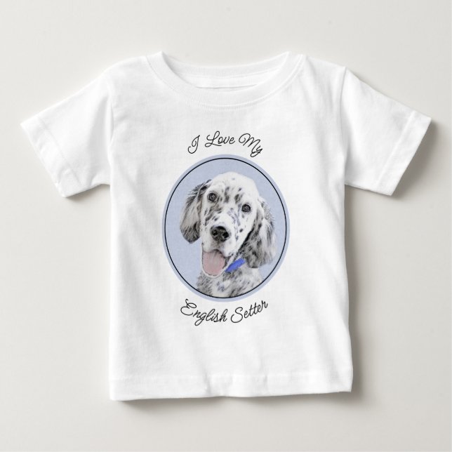 Camiseta Inglês Setter Blue Belton pintando arte canina (Frente)