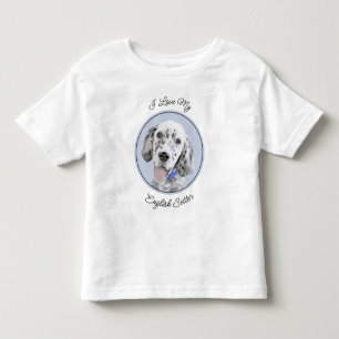 Camiseta Inglês Setter Blue Belton pintando arte canina