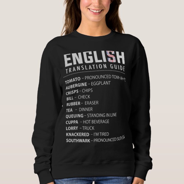 Camiseta Inglês Slang Translation Guide For Uk Expat In Us (Frente)