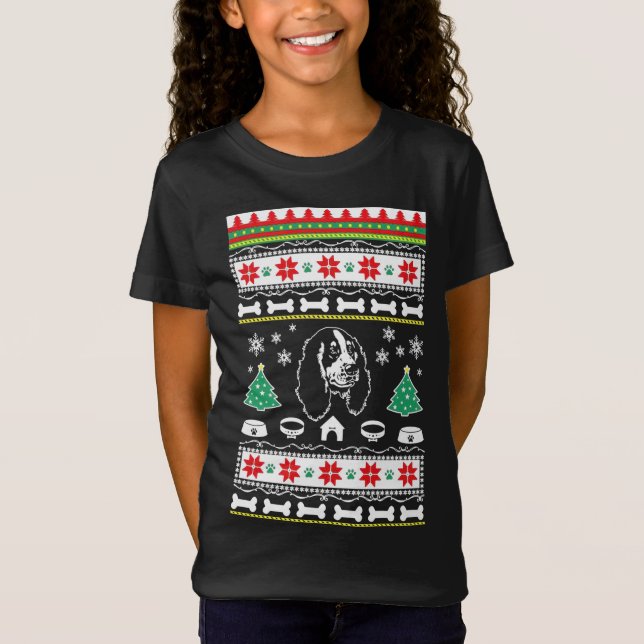 Camiseta Inglês Springer Spaniel Amadurece Ugly Xmas Sweate (Frente)