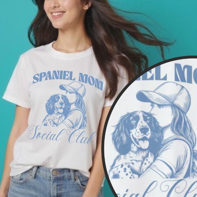 Camiseta Inglês Springer Spaniel Dog Mãe Mulheres do Clube  (English Springer Spaniel Dog Mom Social Club Women T-Shirt.)