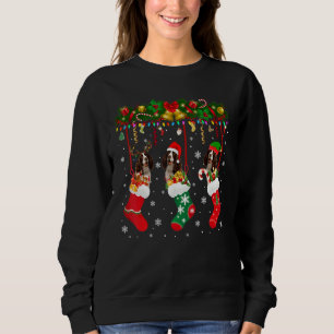 Camiseta Inglês Springer Spaniel Em Sock Xmas Reindeer San