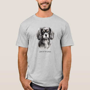 Camiseta Inglês Toy Spaniel Black e White Silhouette