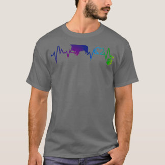 Camiseta Inglês Toy Spaniel Colorful Heartbeat Dog P
