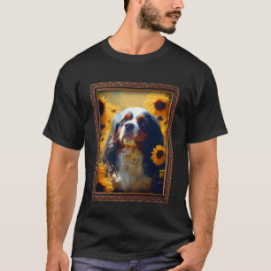 Camiseta Inglês Toy Spaniel Pintando Flor de Girassol Mãe
