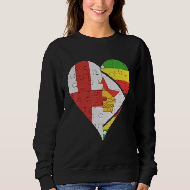 Camiseta Inglês Zimbabwe Flag Heart (Frente)