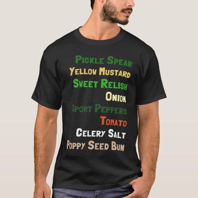 Camiseta Ingredientes de Cachorro Quente de Chicago (Frente)