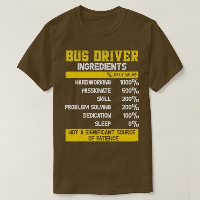 Camiseta Ingredientes de driver de barramento (Frente do Design)