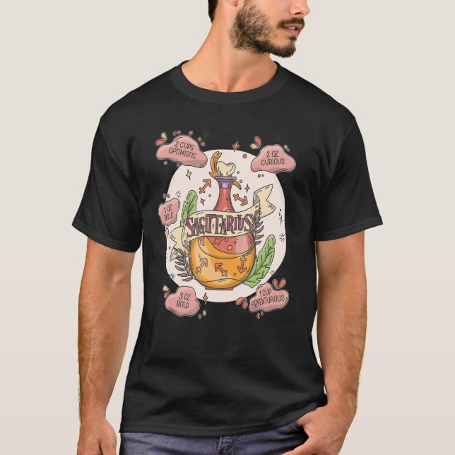 Camiseta Ingredientes    de Poção SagitariusAstrologia Mági (Frente)