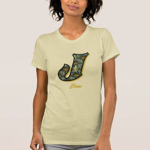 Camiseta Iniciais de Monograma J Arte de Flor de Margarida