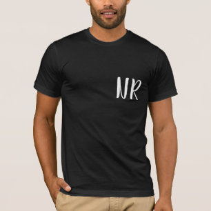 Camiseta Iniciais de Monograma Moderno Preto Design Elegant