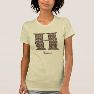 Camiseta Iniciais do Monograma H Floral Vintage Personaliza