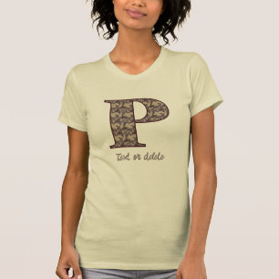 Camiseta Iniciais Monograma P Floral Vintage Personalizado