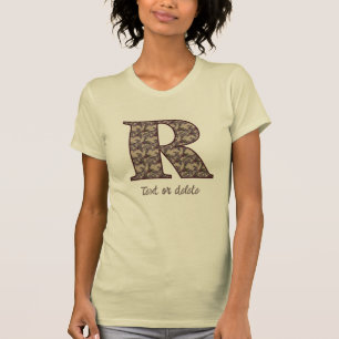 Camiseta Iniciais Monograma R Floral Vintage Personalizado
