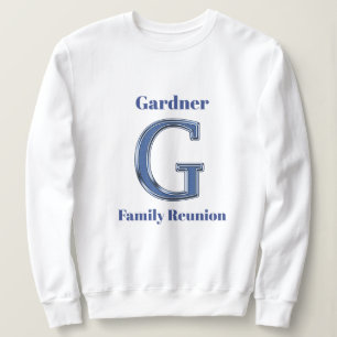 Camiseta Inicial azul de G da letra do sobrenome da reuniã