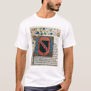 Camiseta Inicial "D" de Historiated que descreve a brasão