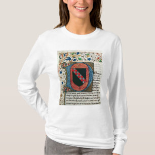 Camiseta Inicial "D" de Historiated que descreve a brasão