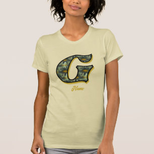 Camiseta Inicial de Monograma G Arte de Flor de Margarida P