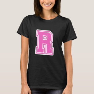 Camiseta Inicial do Monograma da Letra Rosa R para Primeiro