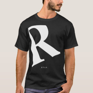 Camiseta Inicial Grande Tipografia moderna Preto