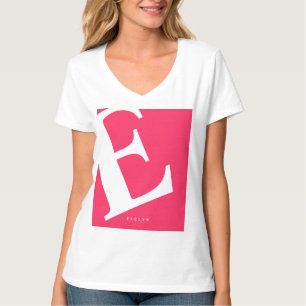 Camiseta Inicial Grande   Tipografia moderna   Rosa