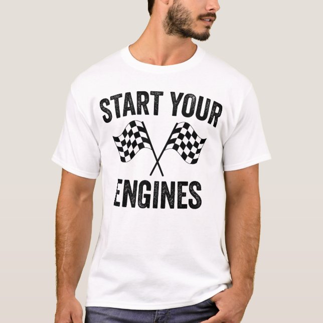 Camiseta Iniciar a Corrida de Fórmula dos Motores (Frente)