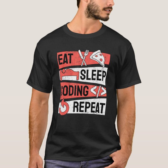Camiseta Iniciar Programação do Programador de Repetição de (Frente)