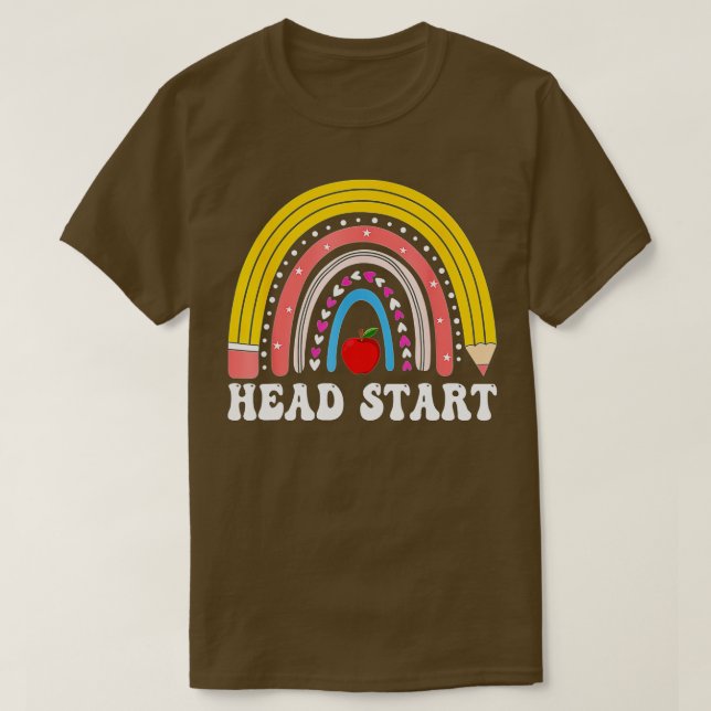 Camiseta Início Da Cabeça Arco-Íris Professor Primeiro Dia  (Frente do Design)