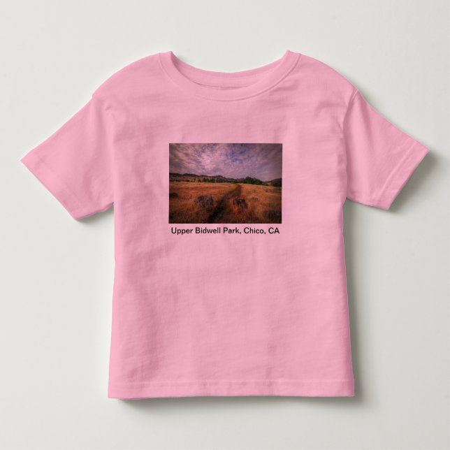 Camiseta Início da trilha, Parque Upper Bidwell, Chico, Ca (Frente)