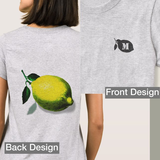 Camiseta Initial Green Lemon Silhouette Front Back Print (Criador carregado)