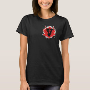 Camiseta Initial V Monogram Letter Custom Personalized Cust