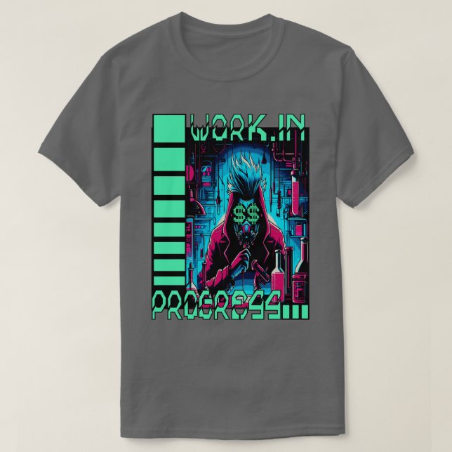 Camiseta Inovador Solitário Um Design CyberPunk Que Ilustra (Frente do Design)