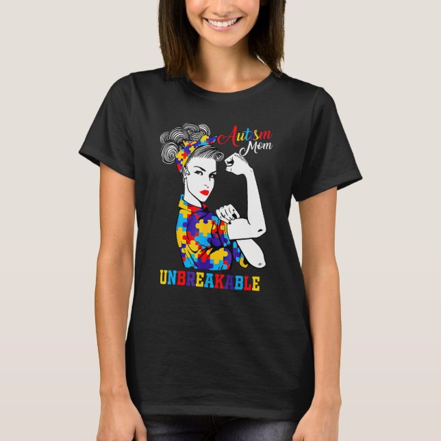 Camiseta Inquebrável de Mãe de Autismo Presente de (Frente)