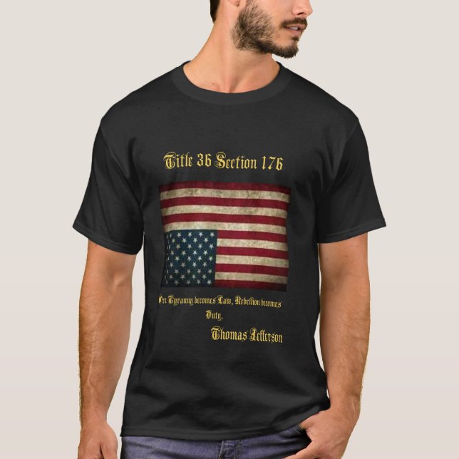 Camiseta Inquietação da bandeira americana ao contrário de  (Frente)